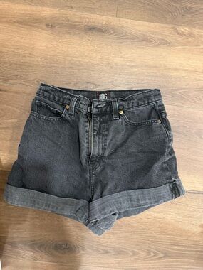 BDG Faded Black High-Rise Rolled Hem Denim Shorts